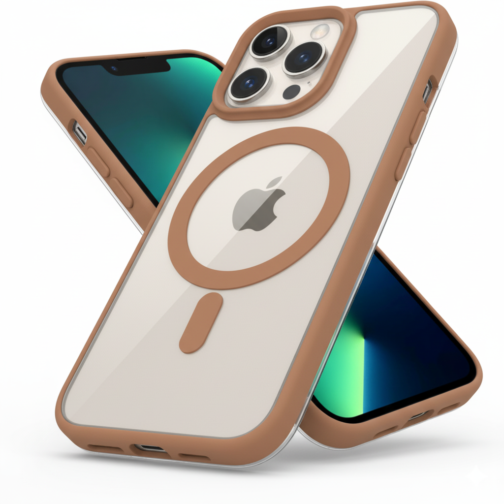 iPhone 13 Pro Clear MagSafe Back Cover – Transparent Shockproof Protective Case (Black | Grey | Brown)