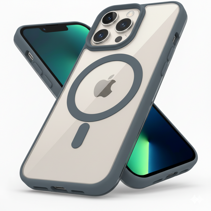 iPhone 13 Pro Clear MagSafe Back Cover – Transparent Shockproof Protective Case (Black | Grey | Brown)