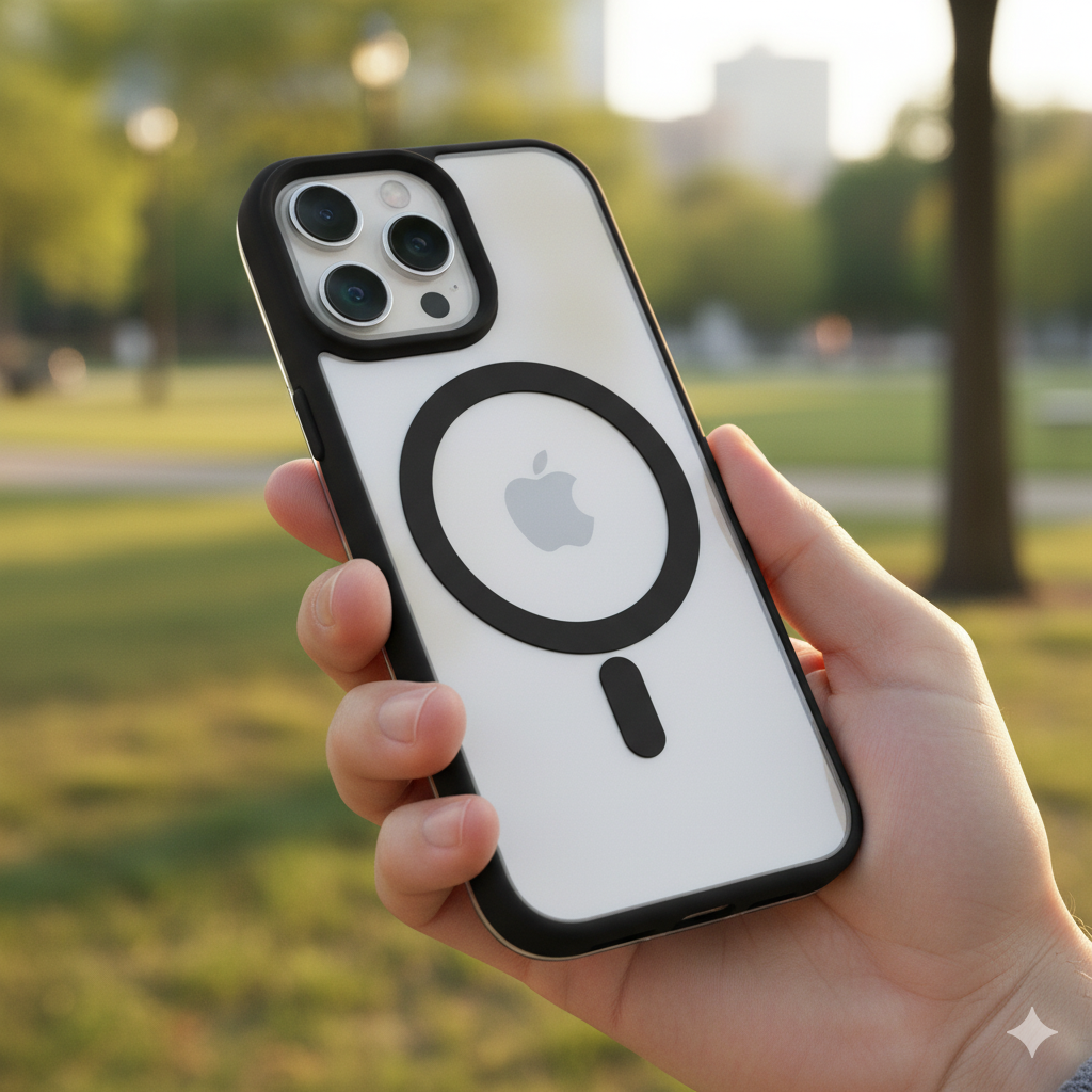 iPhone 13 Pro Clear MagSafe Back Cover – Transparent Shockproof Protective Case (Black | Grey | Brown)