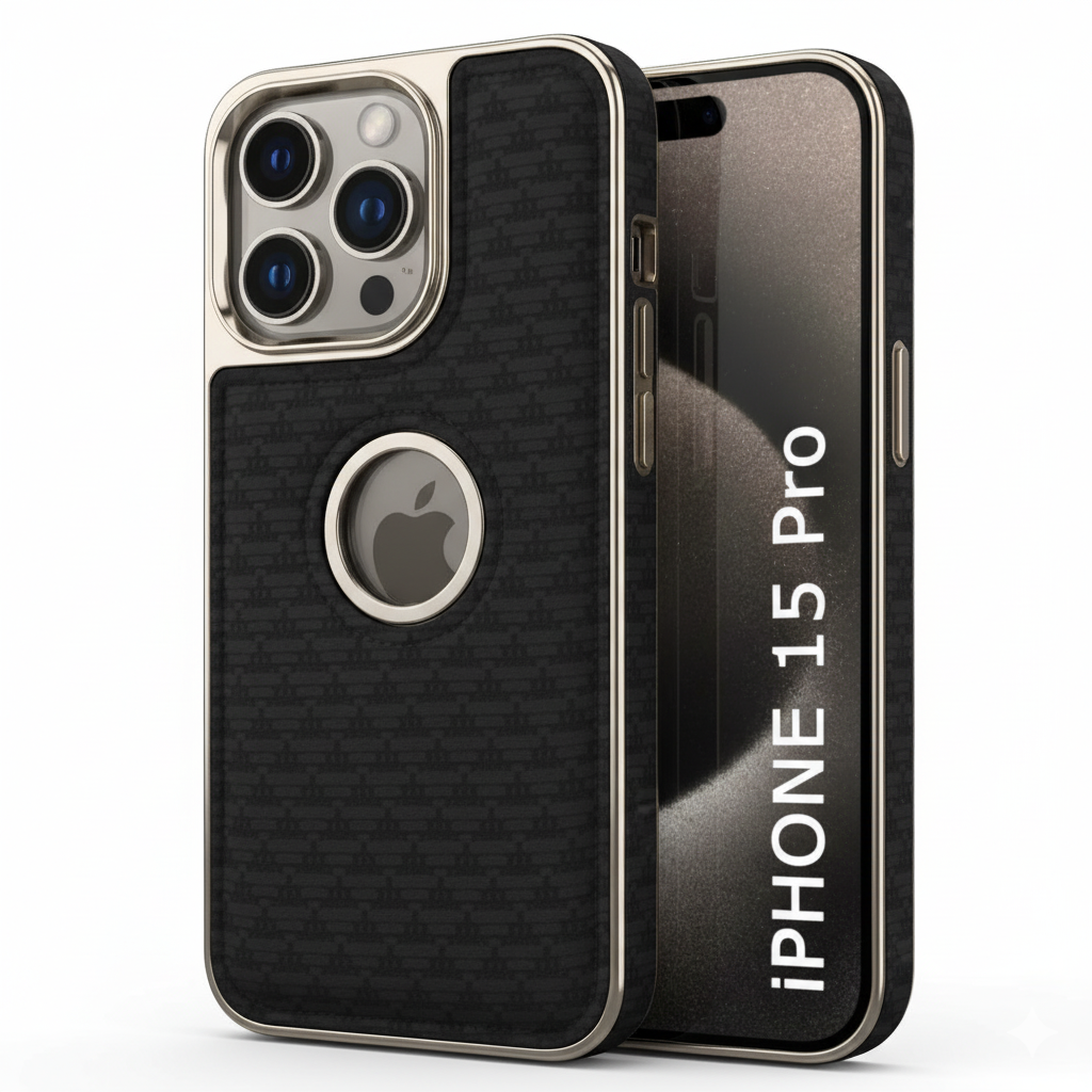 iPhone 15 Pro Premium Soft-Touch Textured Back Cover – Shockproof Luxury Protective Case (Black | Blue | Brown)