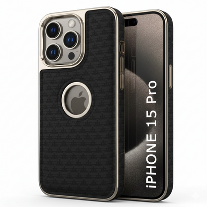 iPhone 15 Pro Premium Soft-Touch Textured Back Cover – Shockproof Luxury Protective Case (Black | Blue | Brown)