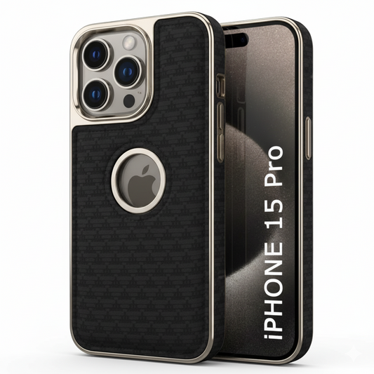 iPhone 15 Pro Premium Soft-Touch Textured Back Cover – Shockproof Luxury Protective Case (Black | Blue | Brown)