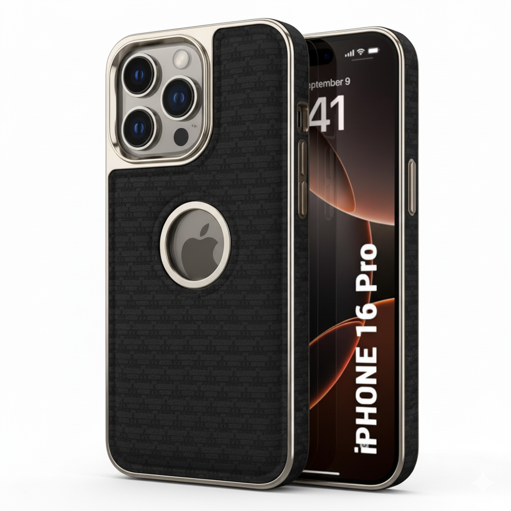 iPhone 16 Pro Premium Soft-Touch Textured Back Cover – Shockproof Luxury Protective Case (Black | Blue | Brown)