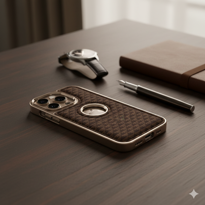 iPhone 16 Pro Premium Soft-Touch Textured Back Cover – Shockproof Luxury Protective Case (Black | Blue | Brown)