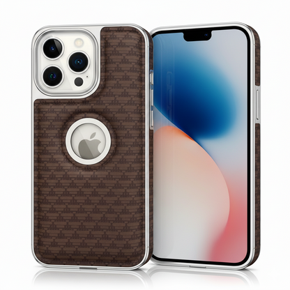 iPhone 16 Pro Max Premium Textured Leather-Style Back Cover – Soft Padded Finish with Metal Ring Design (Black | Blue | Brown)