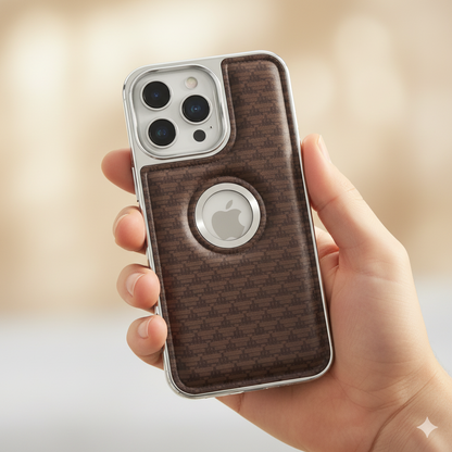 iPhone 16 Pro Max Premium Textured Leather-Style Back Cover – Soft Padded Finish with Metal Ring Design (Black | Blue | Brown)