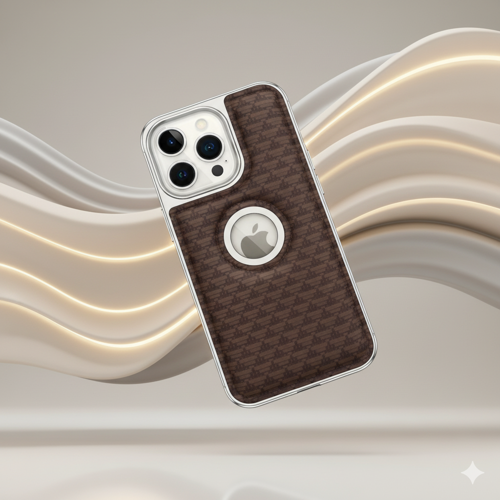 iPhone 16 Pro Max Premium Textured Leather-Style Back Cover – Soft Padded Finish with Metal Ring Design (Black | Blue | Brown)