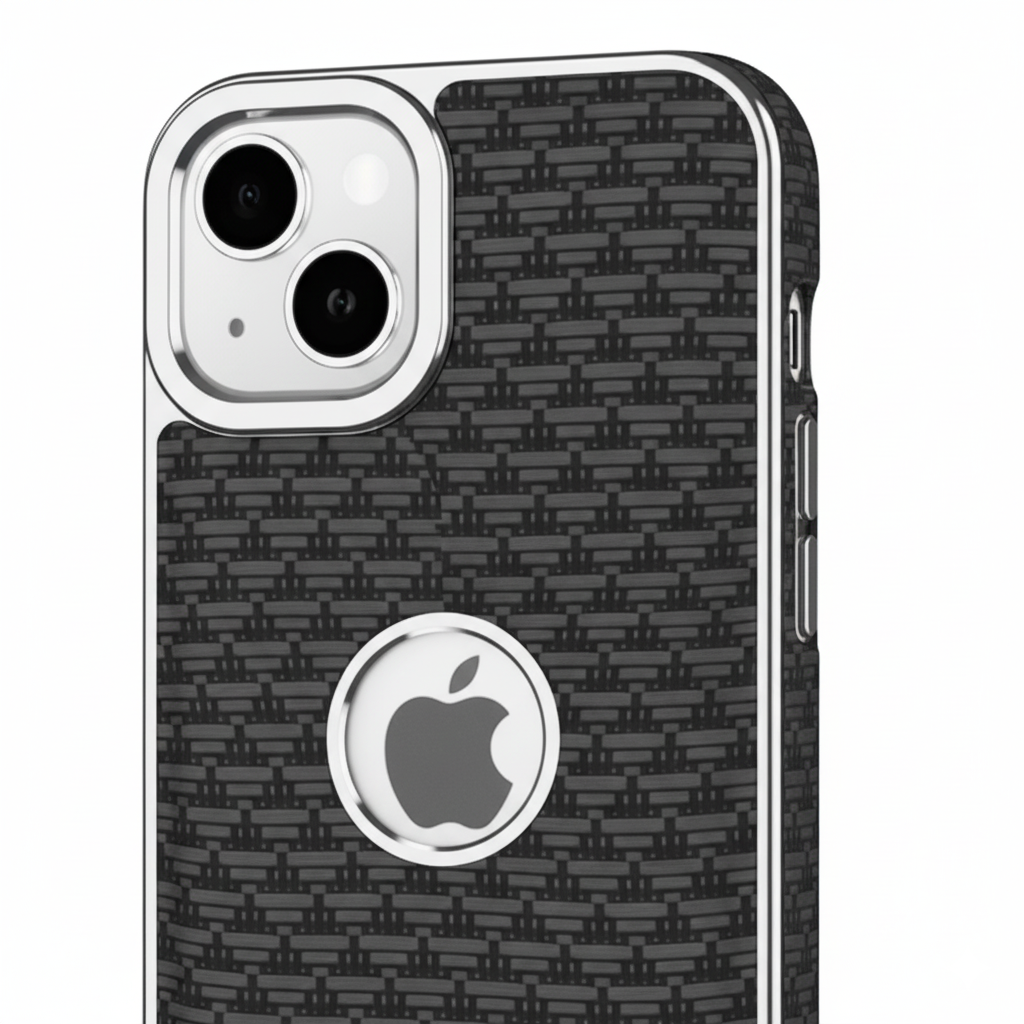 iPhone 11 Luxury Textured Soft Cushion Back Cover – Shockproof Metal Frame Protective Case (Black | Blue | Brown)