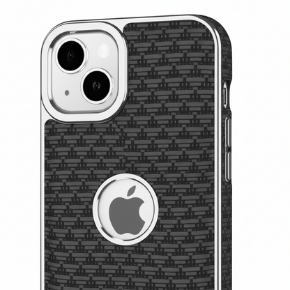 iPhone 11 Luxury Textured Soft Cushion Back Cover – Shockproof Metal Frame Protective Case (Black | Blue | Brown)