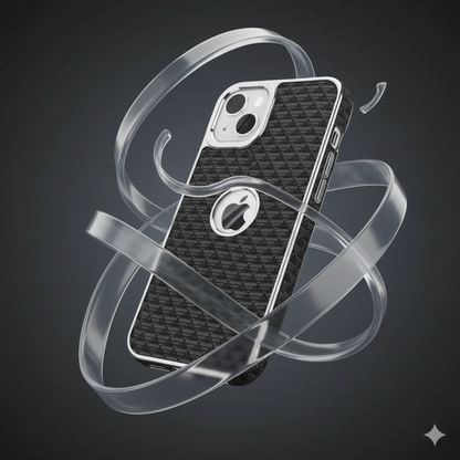 iPhone 15 Luxury Textured Soft Cushion Back Cover – Shockproof Metal Frame Protective Case (Black | Blue | Brown)