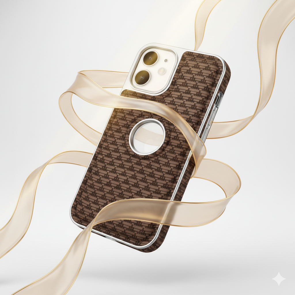 iPhone 12 Luxury Textured Soft Cushion Back Cover – Shockproof Metal Frame Protective Case (Black | Brown)