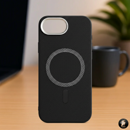 iPhone 16E MagSafe Protective Case – Premium Matte Black Finish with Metallic Ring Design
