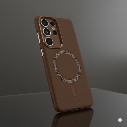 Samsung S25 Ultra Magnetic Armor Case – Sleek Black Design with Metallic MagSafe Ring & Premium Camera Protection