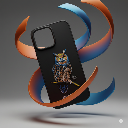 iPhone 16 Pro Max Luxury Embroidered Owl Case | Premium Protective Edition