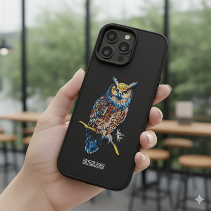 iPhone 16 Pro Max Luxury Embroidered Owl Case | Premium Protective Edition